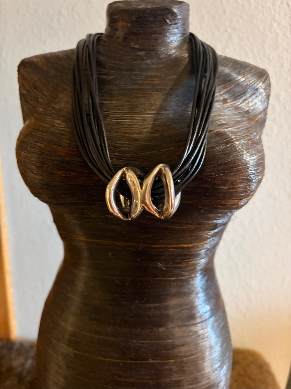 Simon Sebbag Black Multi-Strand leather Cord Necklace with SS slide
